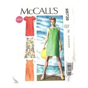 McCall's M6739 Pattern Misses Dress Summer Sleeveless Short Sleeve Plus Size Unc